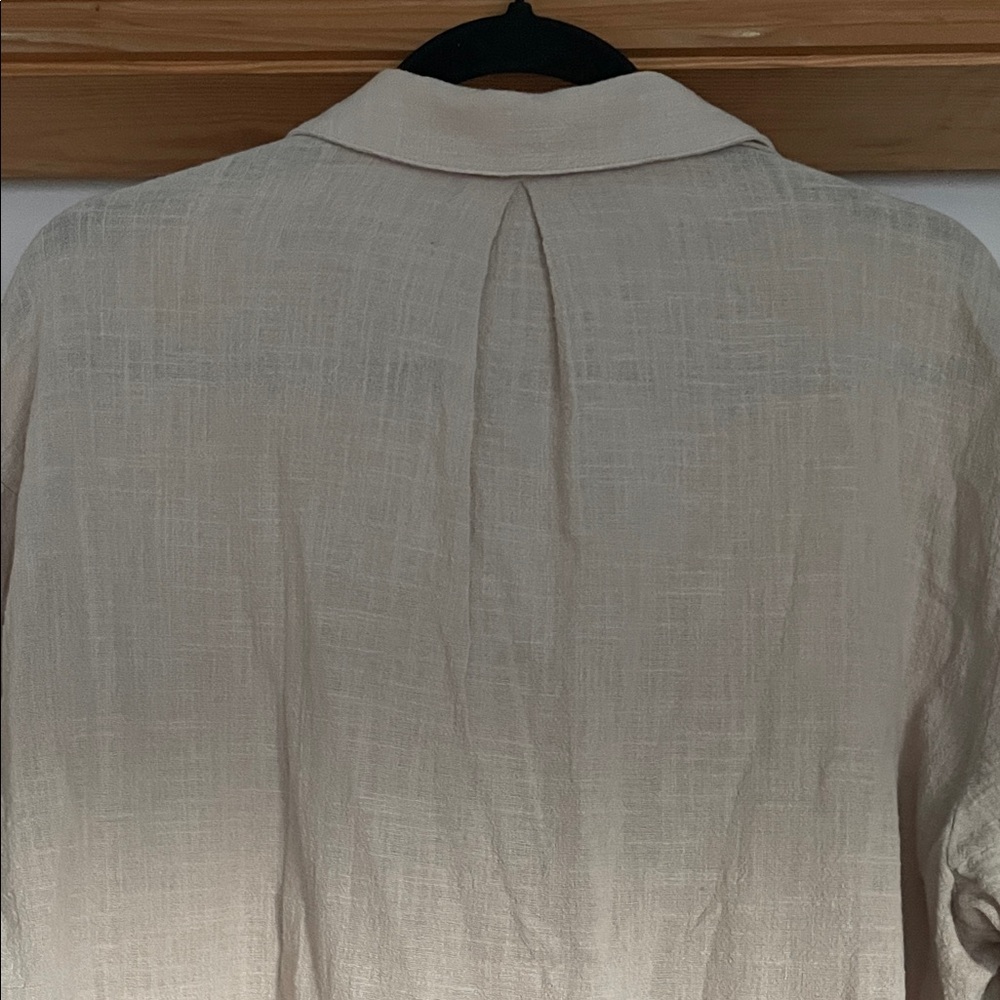 Zara Neutral Beige Textured Button Blouse - Picture 6 of 6